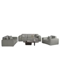 SOFASET Celes Premium 3-2-1 Stoff Scala - Grau, Holzwerkstoff/Textil (225/73/88cm) - Fun Möbel