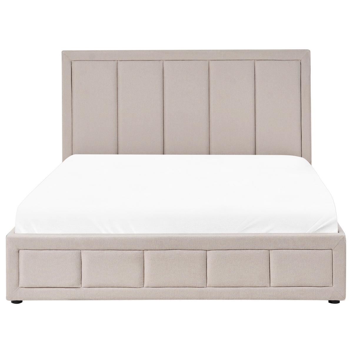 BETT mit Stauraum 160/200 cm Stoff Beige Quiberon - Beige, Textil (160/200cm) - Beliani