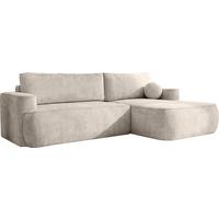 ECKSOFA Marion mit Schlaffunktion & Bettkasten in Chenille Creme, Rechts 267/154/83 cm - Creme/Schwarz, Kunststoff/Textil (267/154cm) - WFL GROUP