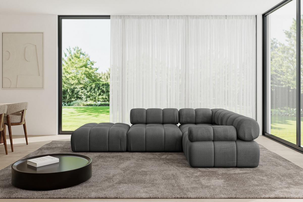 ECKSOFA modulares Sofa Felto-L1 - 285x190x70 cm Dunkelgrau Velours - Dunkelgrau, Holzwerkstoff/Textil (285/190cm) - ALTDECOR