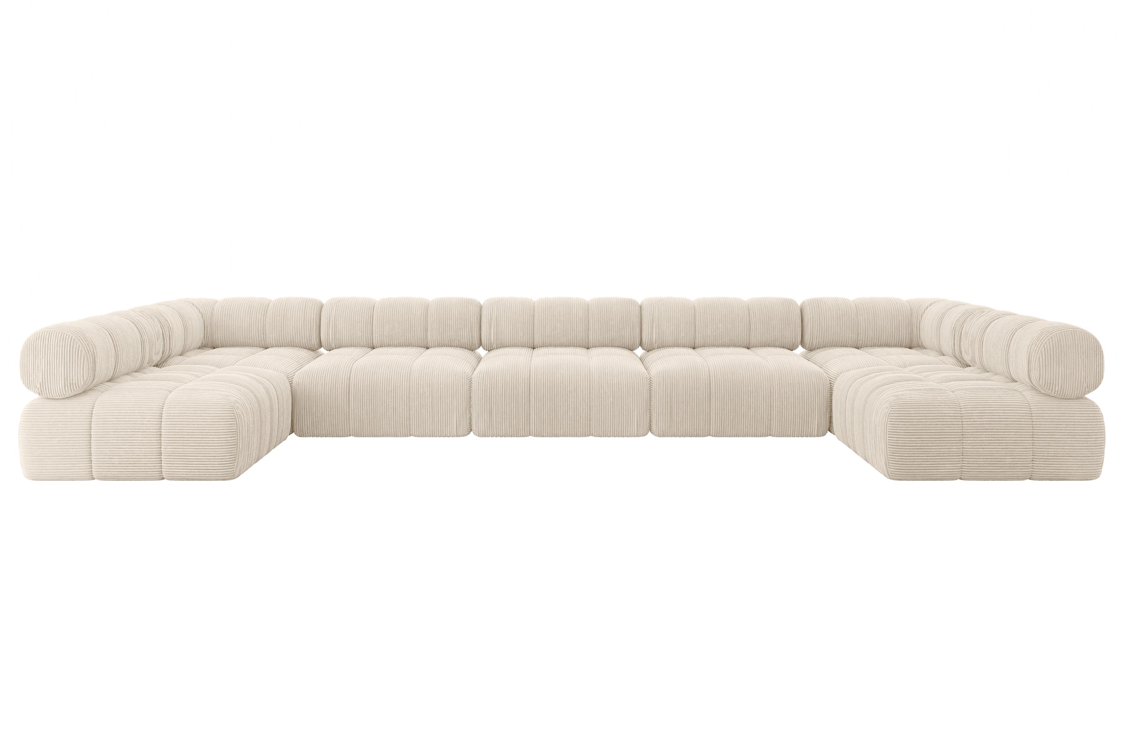 WOHNLANDSCHAFT modulares Sofa Garvo-U3 - 475x190x70 cm Beige Cord - Beige/Creme, Holzwerkstoff/Textil (475/70/190cm) - ALTDECOR