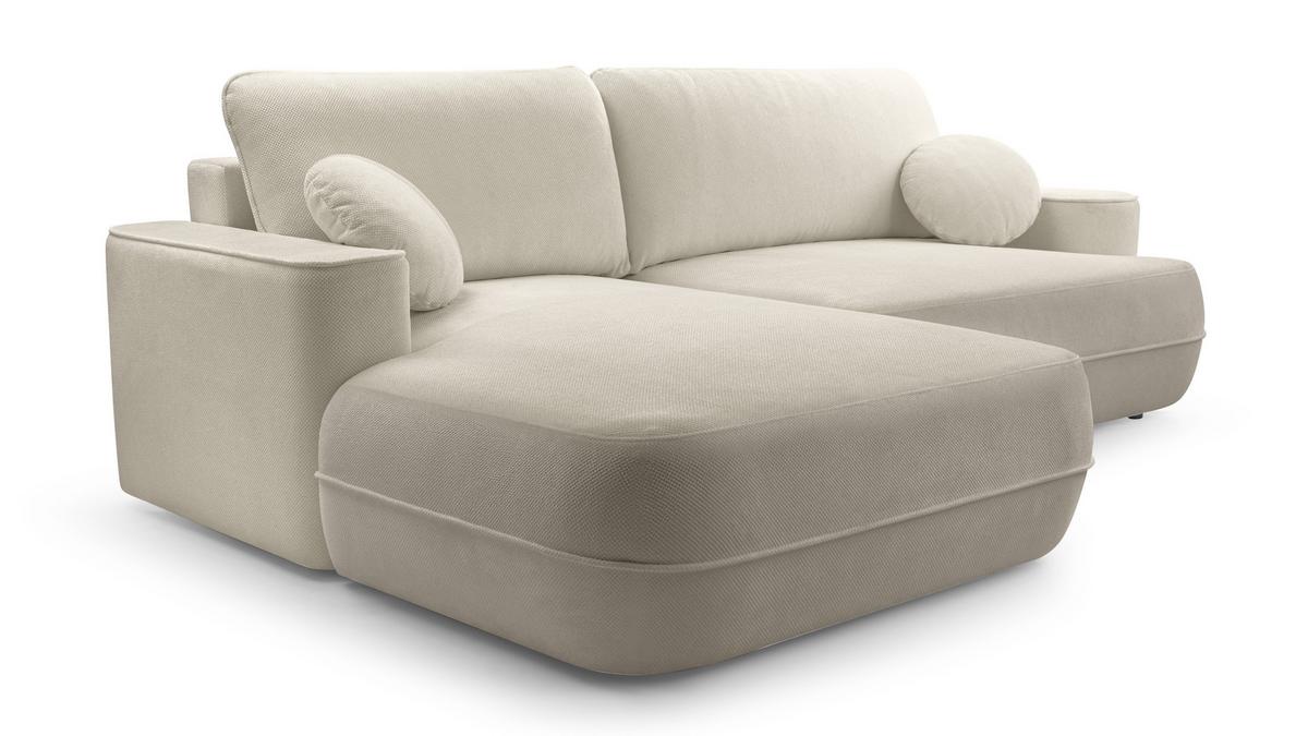 ECKCOUCH L Form Peoni Beige 267/168/87 cm mit Schlaffunktion L - Beige/Schwarz, Kunststoff/Textil (168/267cm) - AX Living
