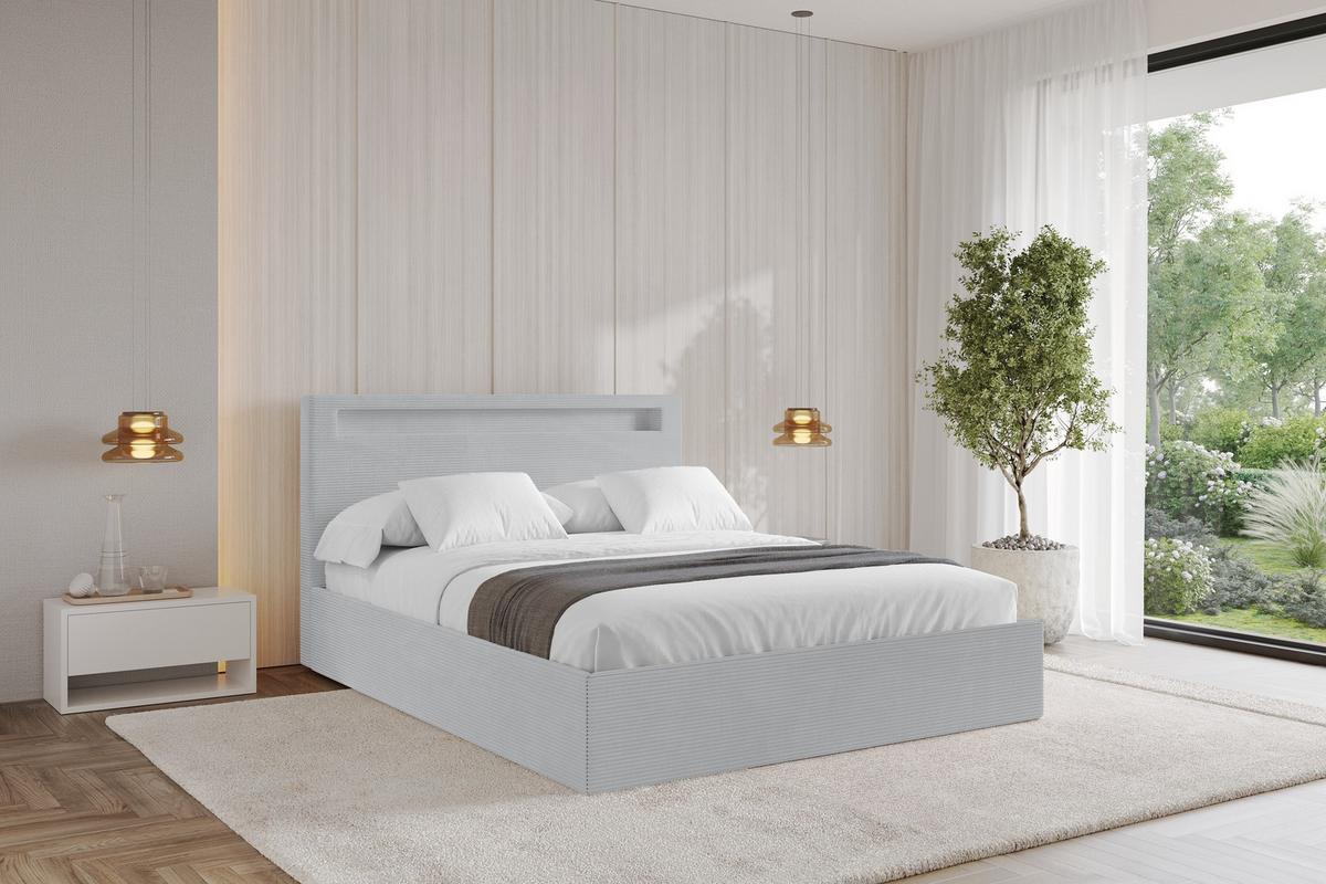POLSTERBETT mit Bettkasten und Lattenrost, Bett mit Matratze H3/H4 - GOLA 140x200 Grau - Alufarben, Holzwerkstoff/Textil (140/200cm) - ALTDECOR