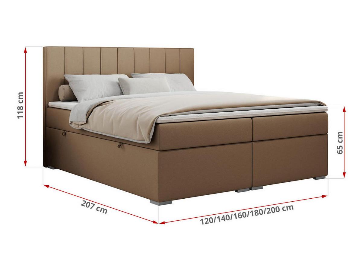 BOXBETT ALLY 160/200 Braun Kunstleder - H3 - Braun, Holz/Textil (160/200cm) - MKS