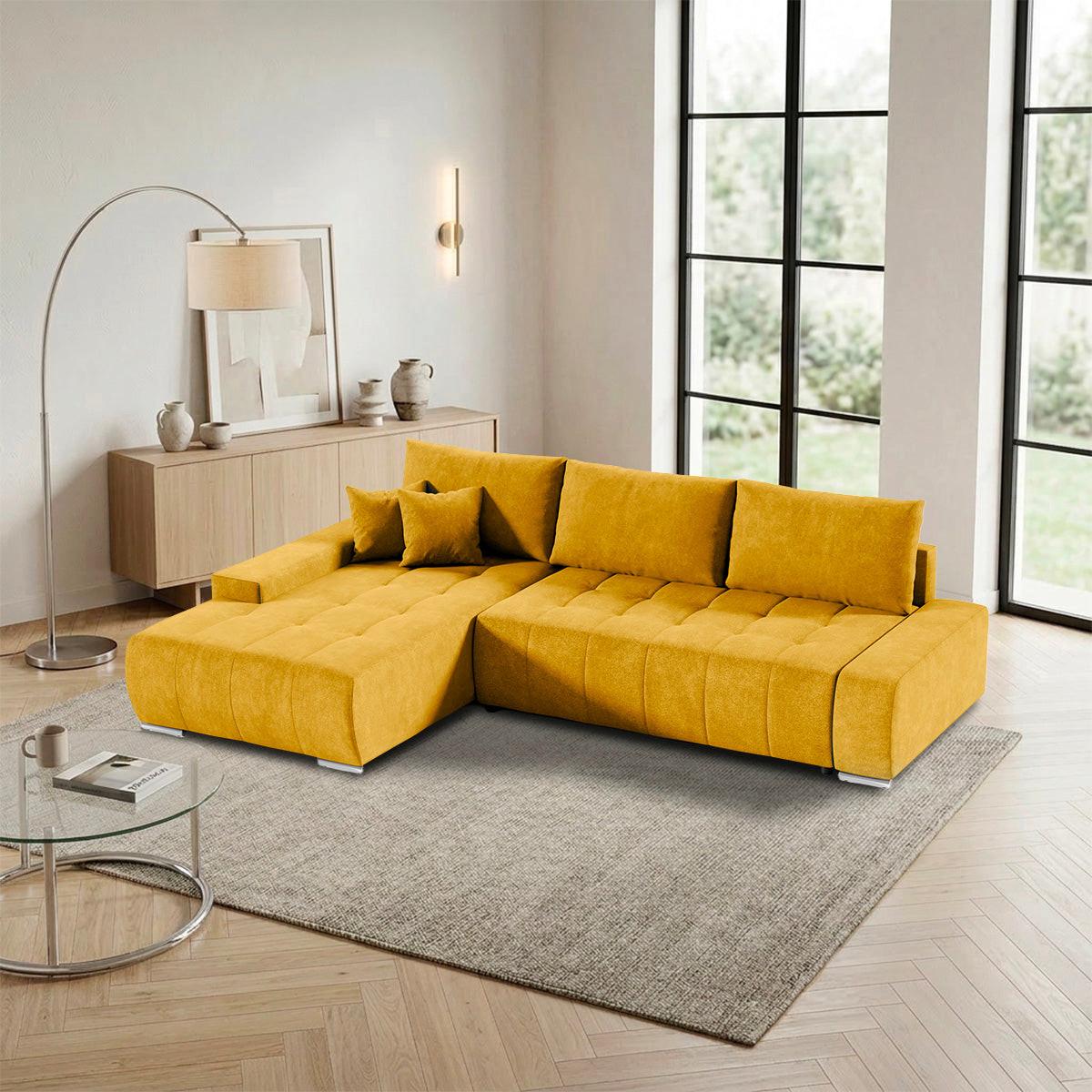 ECKSOFA Jonas 4 Sitzplätze Gelb - Gelb, Holzwerkstoff (265/185cm) - Petits-meubles