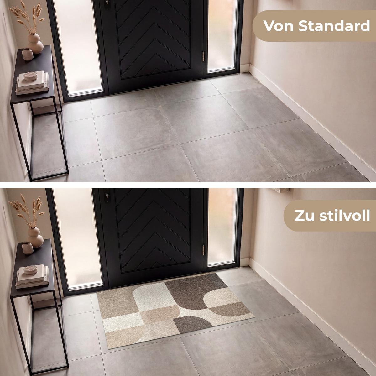 FUSSMATTE Geometrisch - Gewebte Struktur - Modern Fußabtreter 120x80 cm - Beige, Kunststoff (120/0.4cm) - MuchoWow