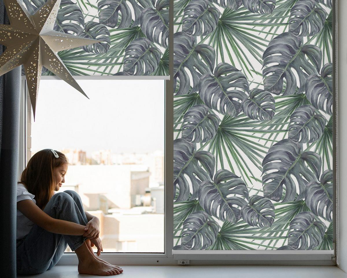 INNENROLLO - Fensterrollo - Rollo - 100x180 cm - Blätter - Violett, Kunststoff (100/180/0.5cm) - TULUP