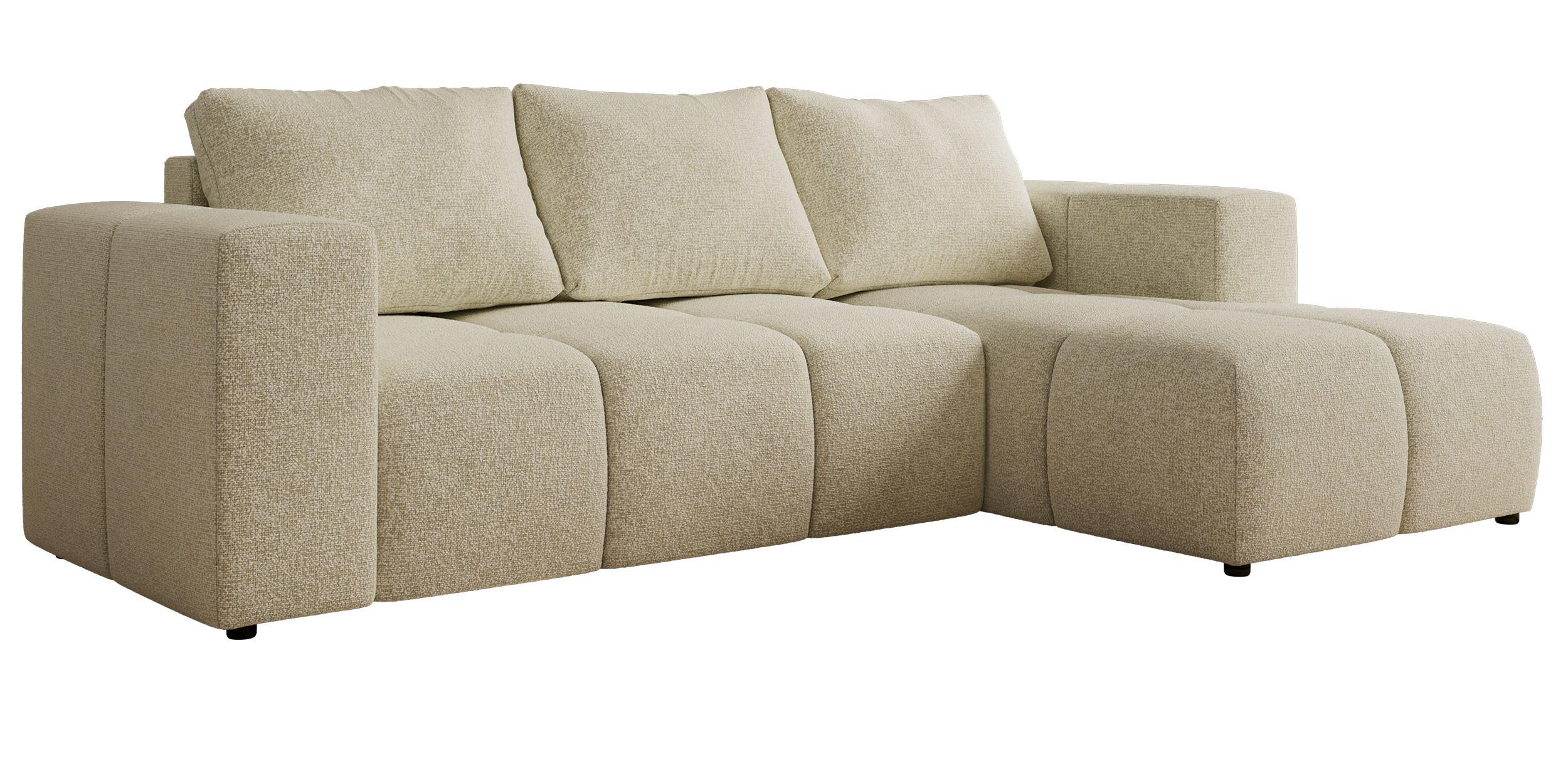 ECKSOFA MONIVA Creme Strukture - Rechts - Creme/Schwarz, Kunststoff/Textil (266/164cm) - MKS