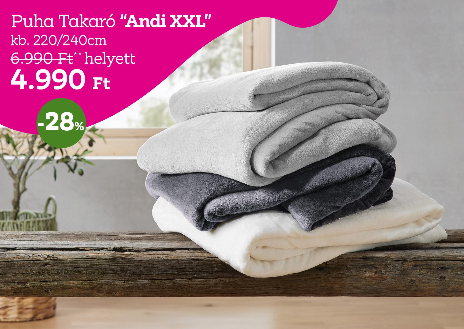 Puha takaró ANDI XXL 6990 Forint helyett 4990 Forint, kedvezmény mértéke 28%