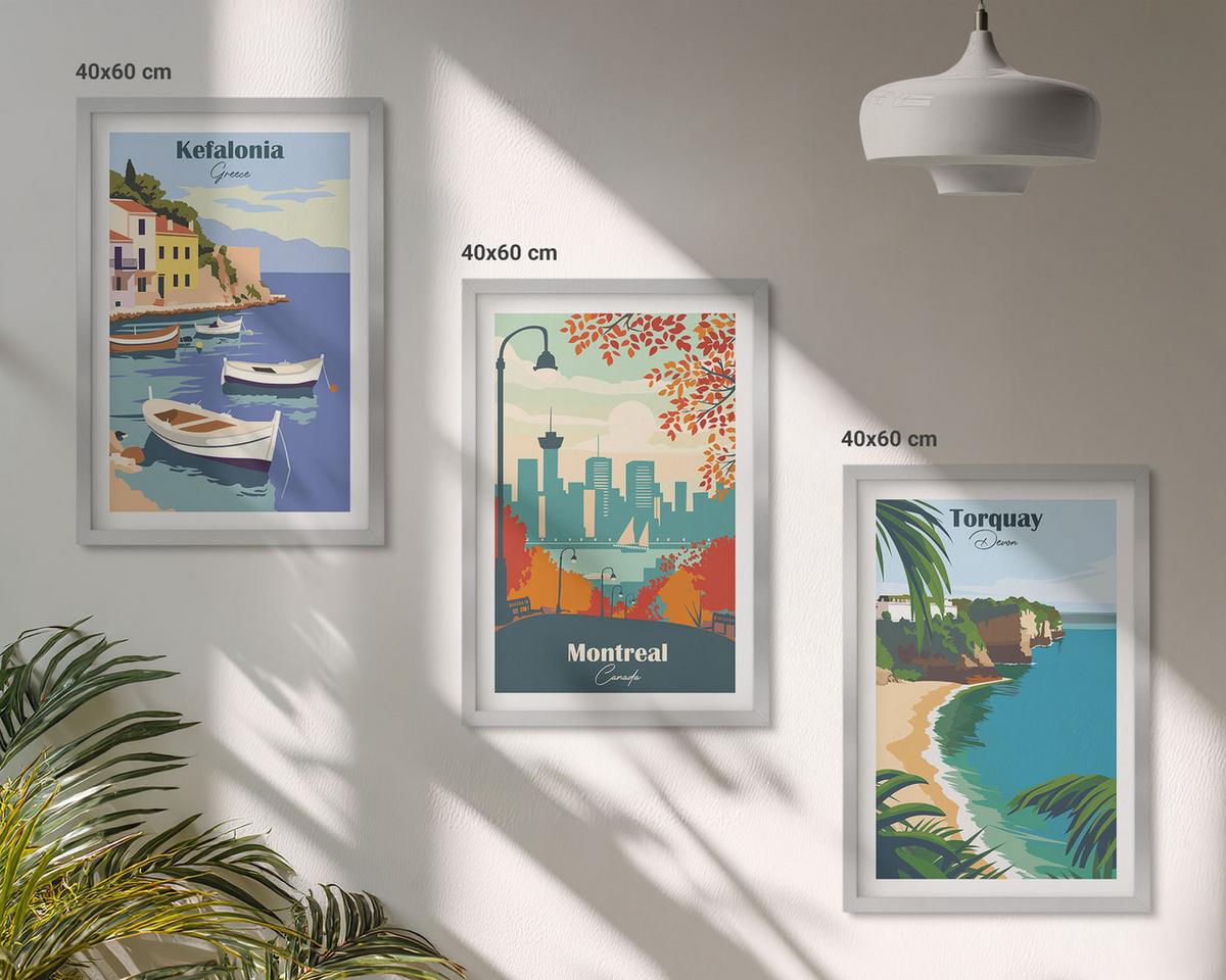 BILDER SET 3er Set - 40x60 cm Silberner Rahmen - Stadtansichten aus Griechenland, Kanada und Australien - Silberfarben, Kunststoff (40/60cm) - TULUP