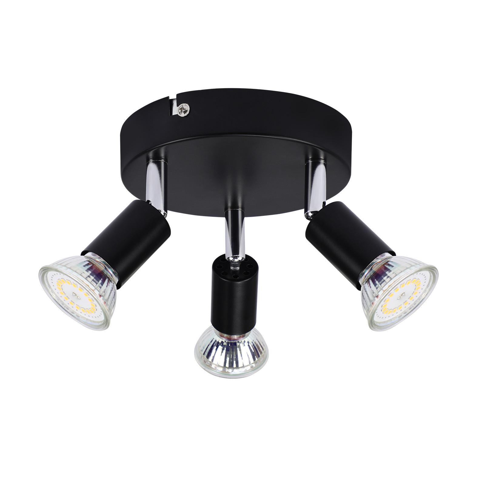 DECKENSTRAHLER Hannah 3-flammig 14/14/11 cm - Schwarz, Metall (14/14/11cm) - Nettlife