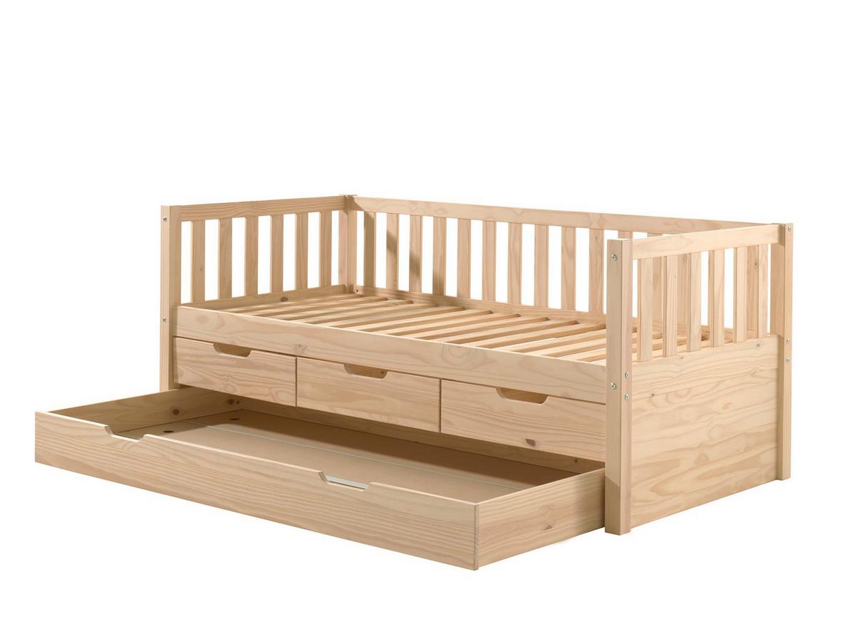 AUSZIEHBETT Karena 211x86x98 aus Massivholz in natur - Kieferfarben, Holz (90/200cm) - 58aufmkessel
