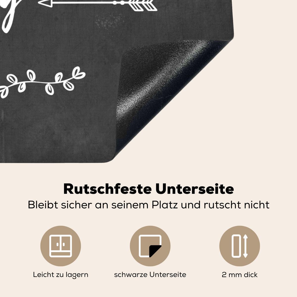 HERDABDECKPLATTE Zitat - Einen schönen Tag - Grau - Weiß Herdabdeckung Induktionsfeld 70x52 cm - Anthrazit, Kunststoff (70/52/0.2cm) - MuchoWow
