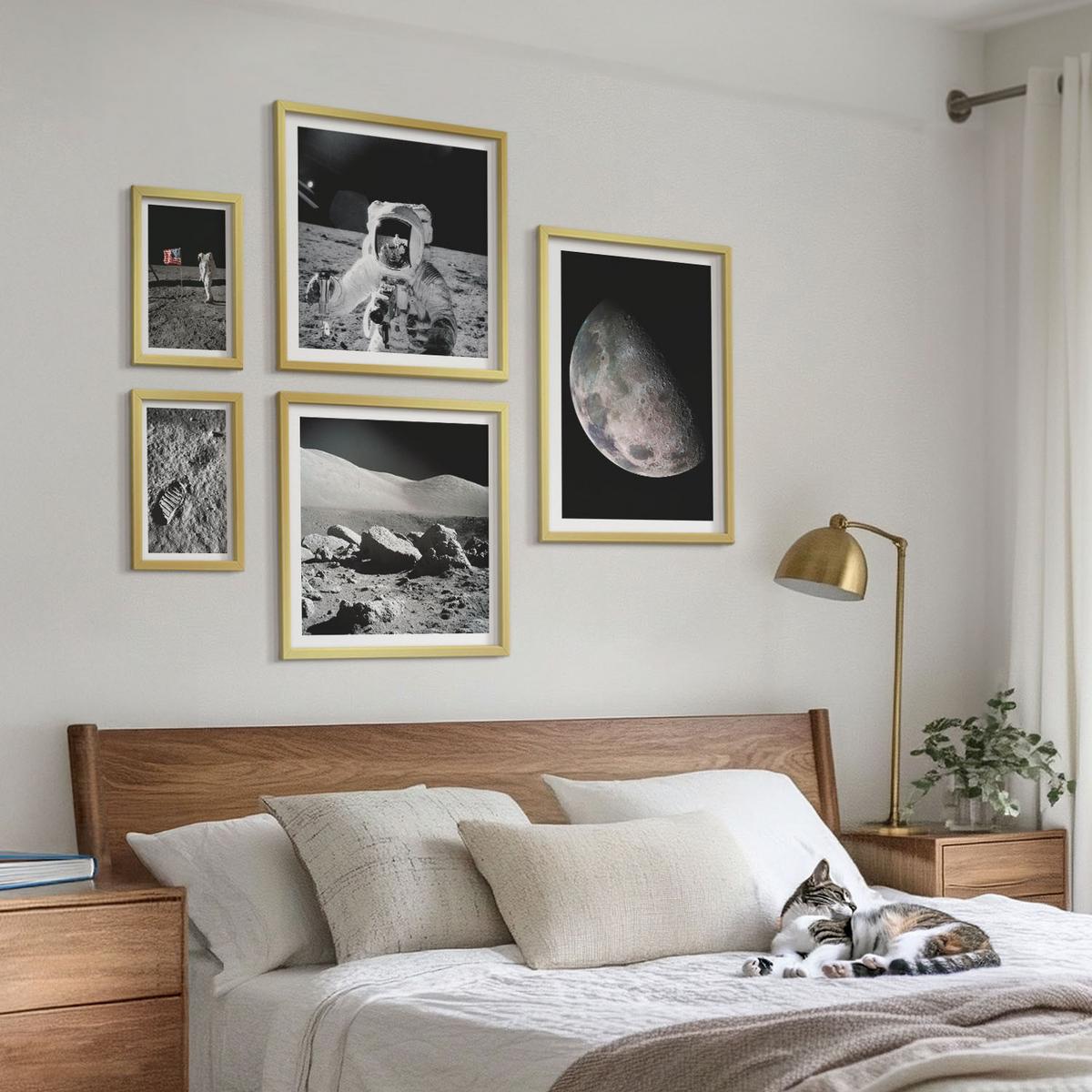 BILDER SET 5er Set - 50x50 cm & 20x30 cm & 40x60 cm Goldrahmen - Gemälde von Zitronenbäumen - Goldfarben, Kunststoff (40/60cm) - TULUP