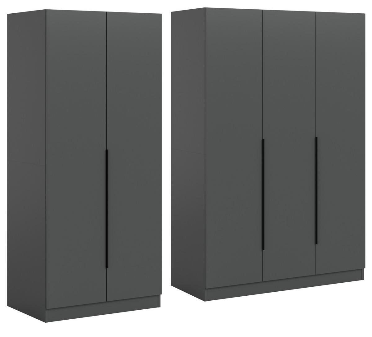KLEIDERSCHRANK grau 5-türig 200 x 181 cm, Drehtürenschrank mit zusätzlichen Einlegeböden - Schwarz/Grau, Holzwerkstoff/Kunststoff (200/181/52cm) - Inn.Furn