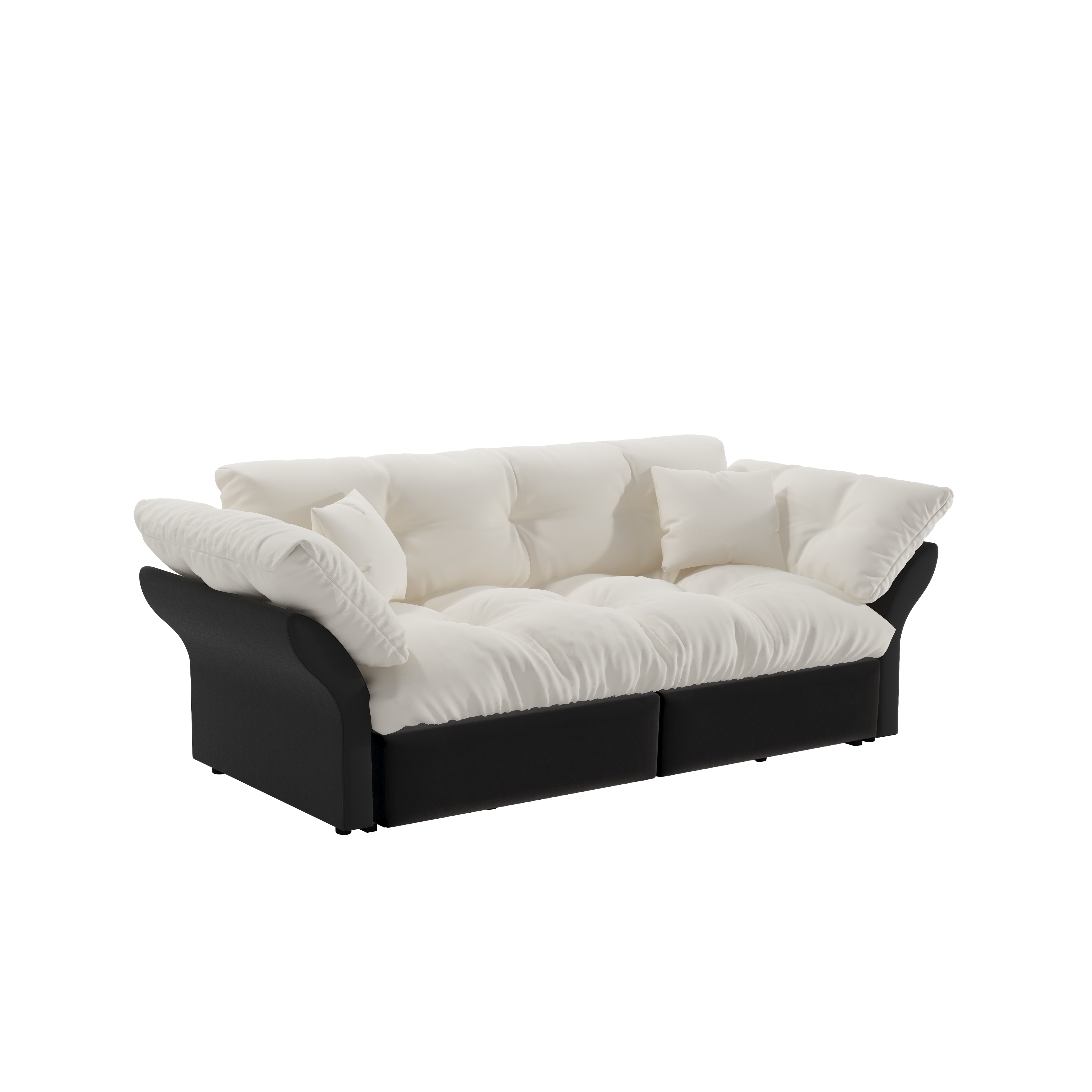 SCHLAFSOFA aus velours im tufting-design, 3-in-1 funktion und queen-size bett - Beige, Textil (190/91/85cm) - Urban Meuble