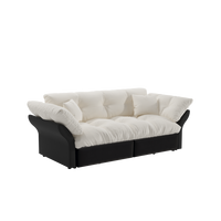 SCHLAFSOFA aus velours im tufting-design, 3-in-1 funktion und queen-size bett - Beige, Textil (190/91/85cm) - Urban Meuble