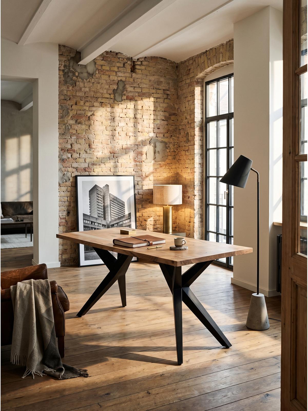 SCHREIBTISCH BLAVET, Akazie Massivholz, Akazie-Schwarz, 160 x 80 x 76 cm - Schwarz/Akaziefarben, Holz/Metall (80/160/76cm) - KADIMA DESIGN