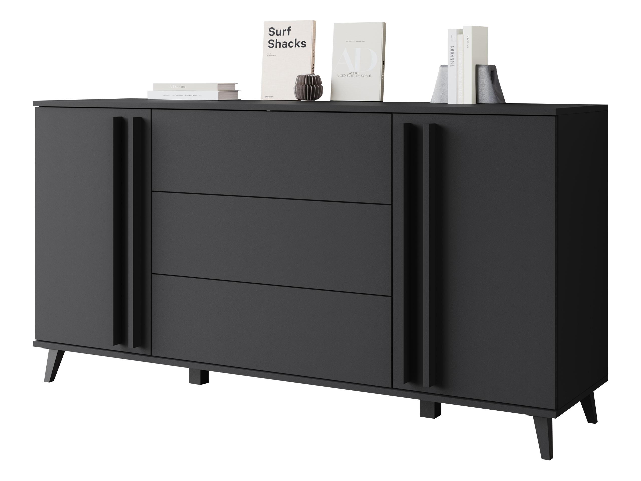 SIDEBOARD Helsinki 150 - Schwarz/Graphitfarben, Holzwerkstoff/Kunststoff (150/78/40cm) - MIRJAN24
