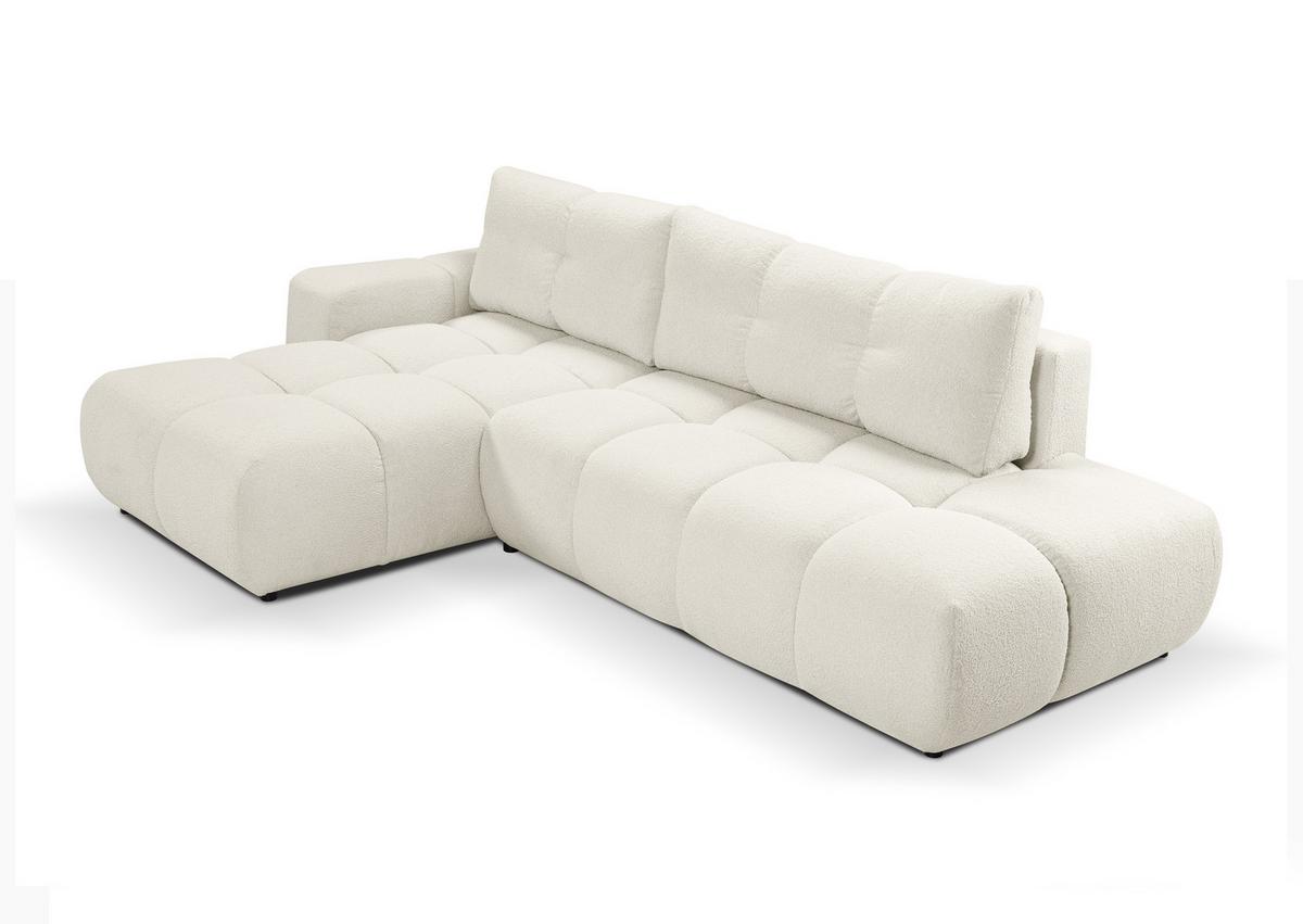 ECKSOFA L Form Hosio Cremeweiß 286/177/88 cm Links mit Schlaffunktion - Creme/Schwarz, Kunststoff/Textil (177/286cm) - AX Living