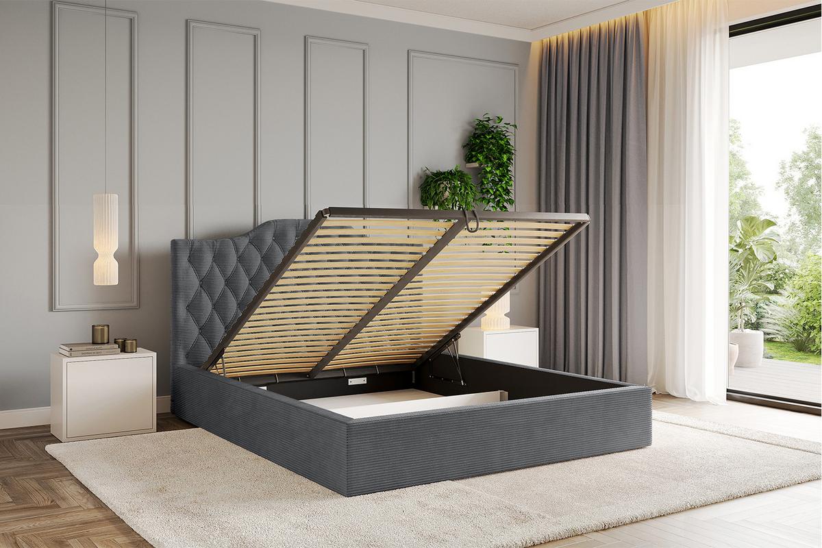 POLSTERBETT mit Bettkasten und Lattenrost, Boxbett ohne Matratze - FALIO 120x200 Dunkelgrau - Anthrazit, Holzwerkstoff/Textil (120/200cm) - ALTDECOR