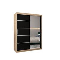 SCHWEBETÜRENSCHRANK 200/150/62 2-türig - Silberfarben/Schwarz, Holz/Kunststoff (150/200/62cm) - MÖBEL KRYSPOL