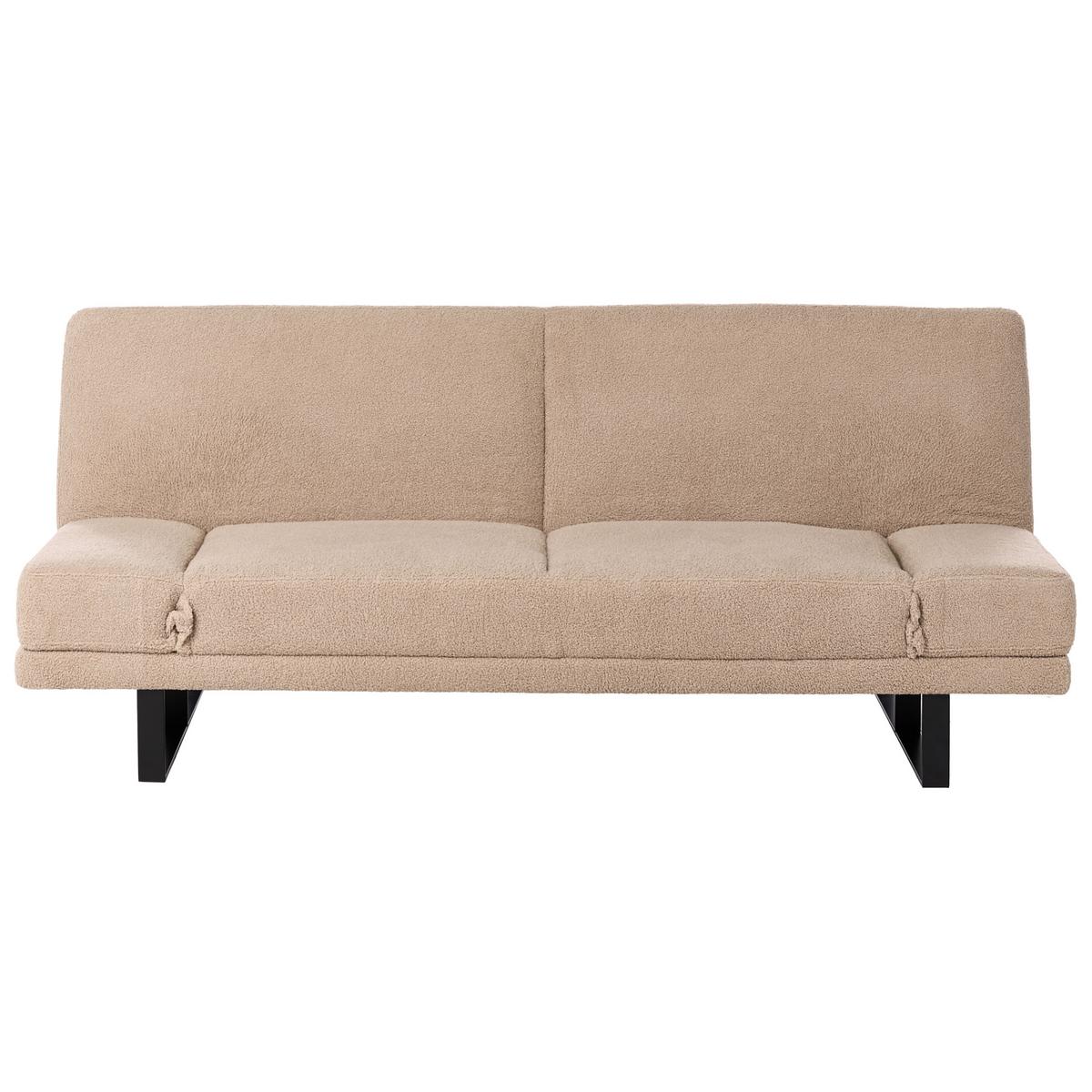 SCHLAFSOFA 2-Sitzer Bouclé Sandbeige York - Sandfarben/Beige, Textil (190/81/89cm) - Beliani