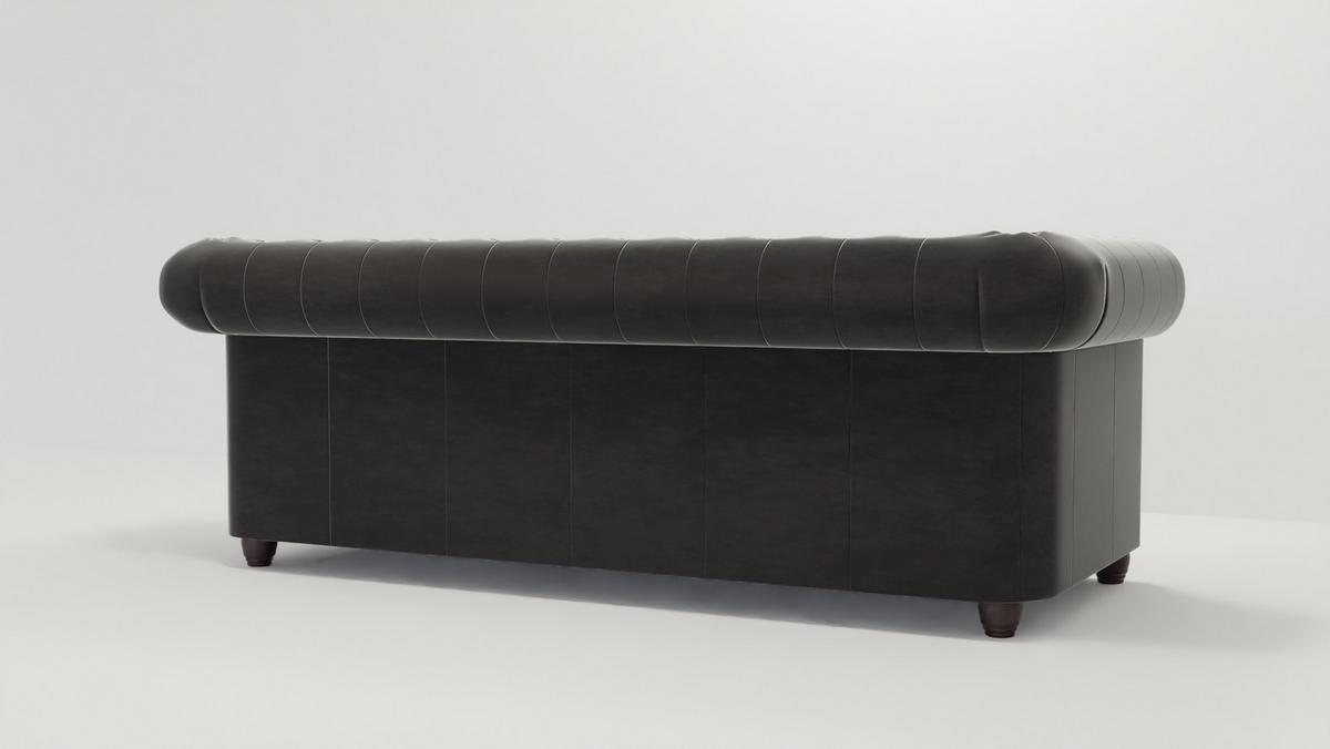 CHESTERFIELD-SOFA 3-Sitzer mit Schlaffunktion Nyx Schwarz Samt - Schwarz/Braun, Holz/Textil (203/28/86cm) - S-Style Möbel