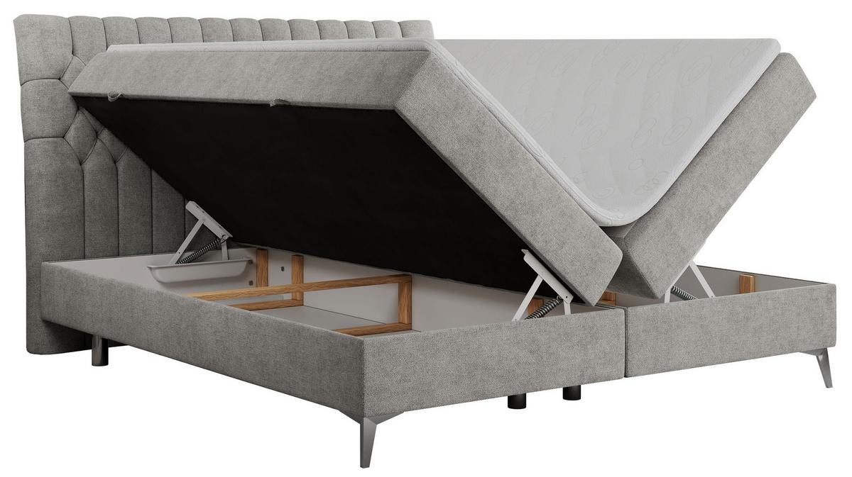 BOXBETT MILEN 120/200 Hellgrau Struktur - H3 - Hellgrau, Holz/Textil (120/200cm) - MKS