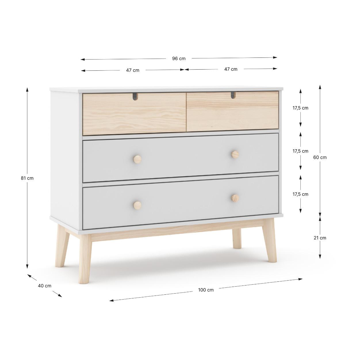 KOMMODE Estefania Weiß 100/40/81 cm - Weiß, Holz (40/81/100cm) - Calicosy