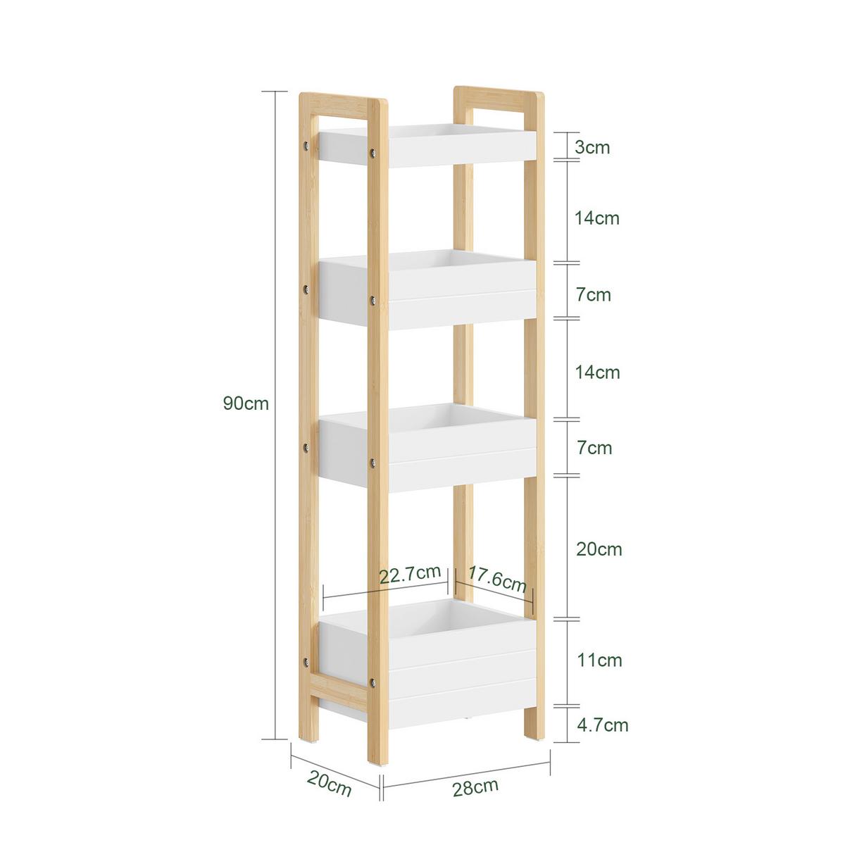 STEHREGAL mit vier Fächern FRG226-H-WN - Ahornfarben, Fell (28/90/20cm) - SoBuy