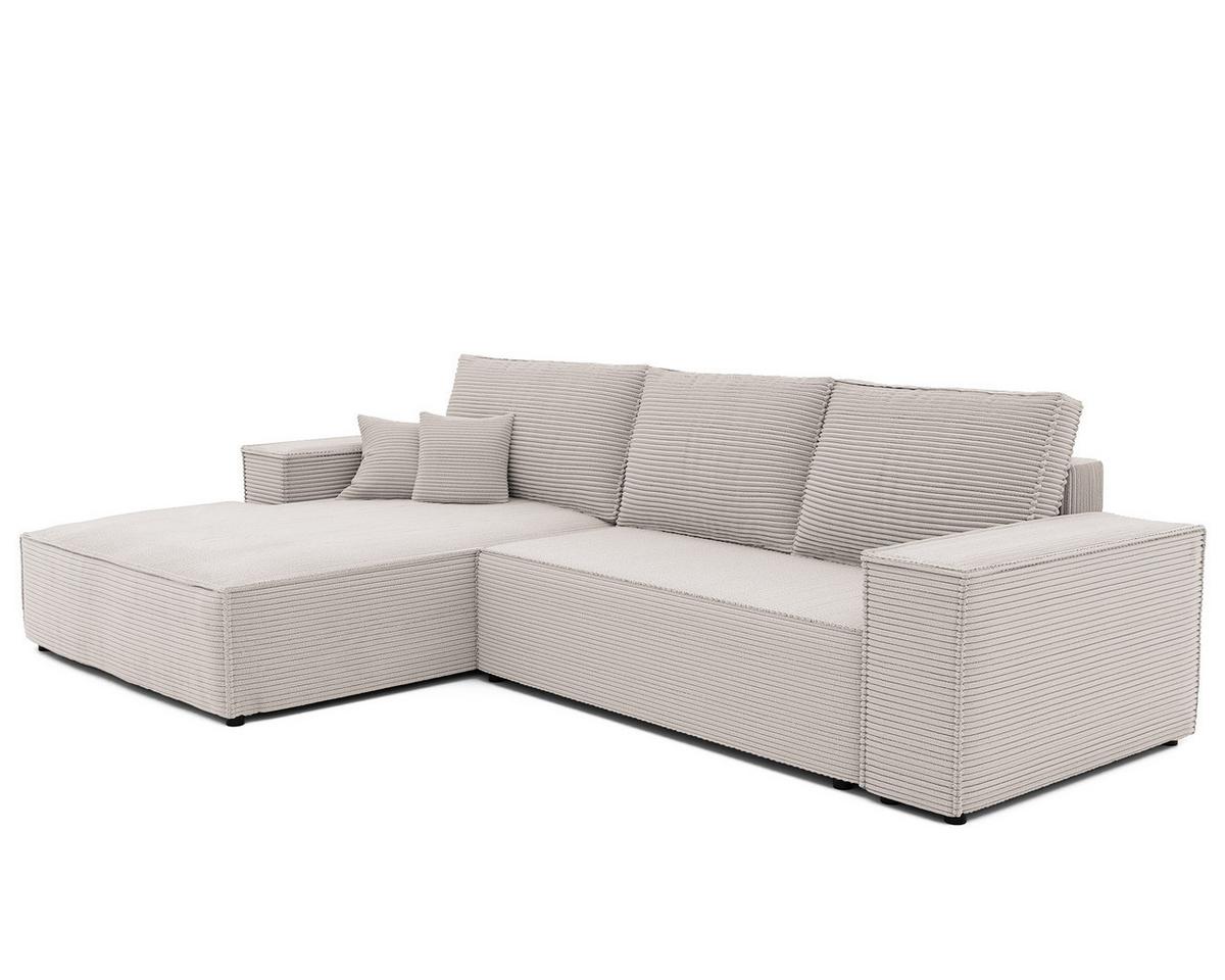 ECKSOFA NOVA Links mit Schlaffunktion und Bettkasten Creme - Creme, Kunststoff/Textil (294/185cm) - Idohome