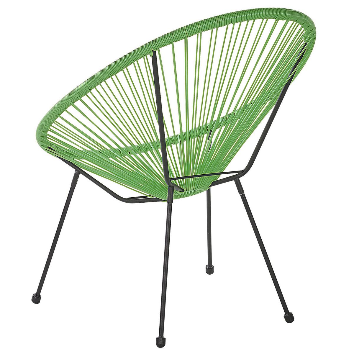 RATTANSTUHL Kunststoff grün 70 cm Acapulco II - Schwarz/Grün, Kunststoff (70/87/90cm) - Beliani