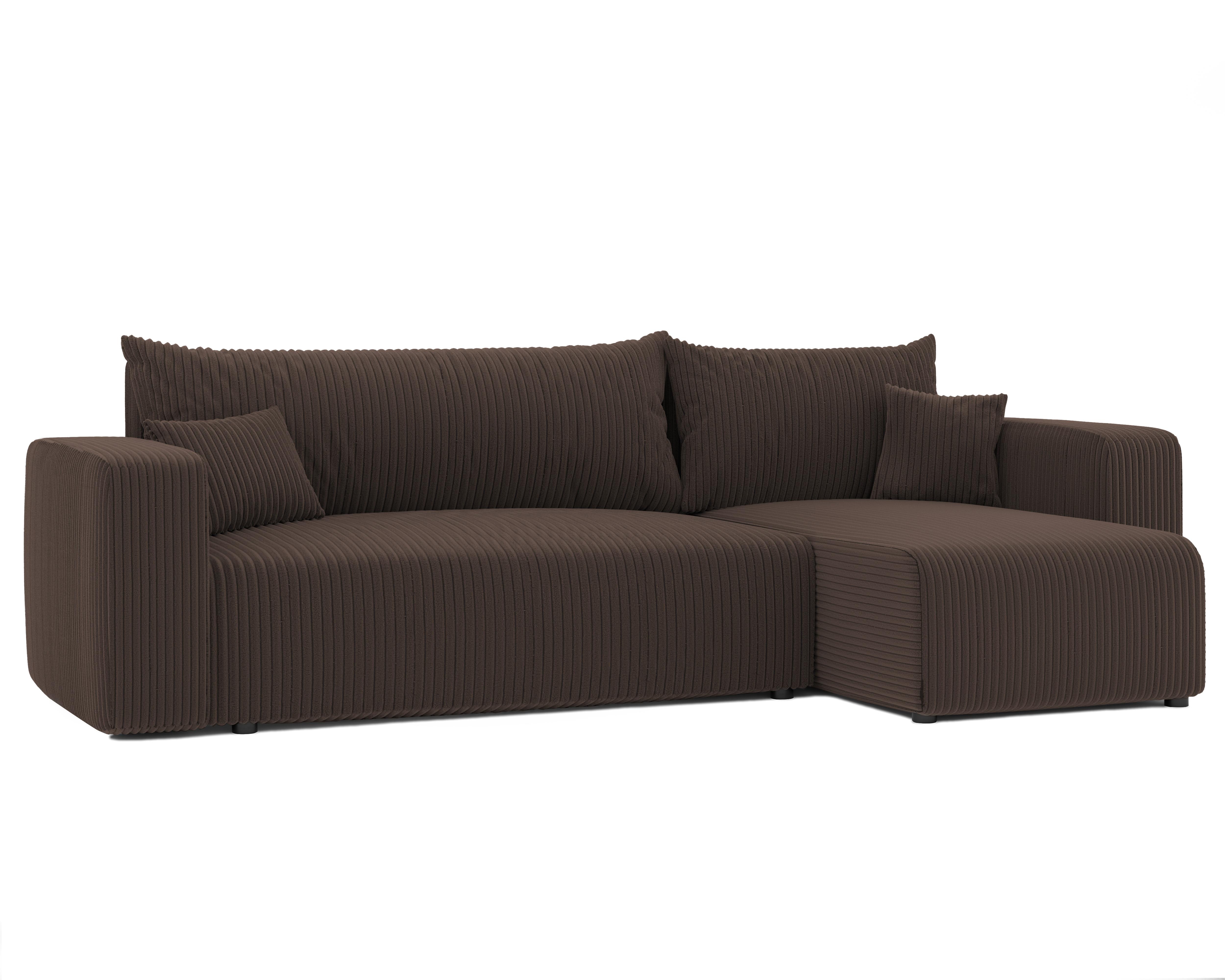 ECKSOFA Braun Cord-Stoff mit Bettkasten - Braun, Textil (248/145cm) - Idohome
