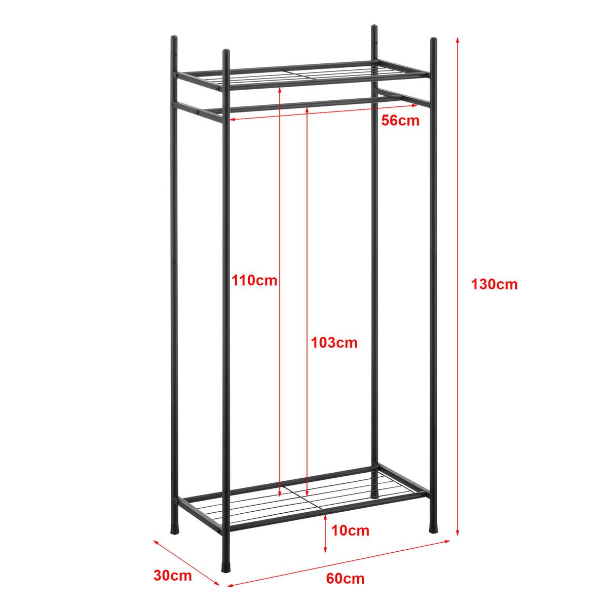 GARDEROBENSTÄNDER - Schwarz, Metall (60/130/30cm) - [en.casa]