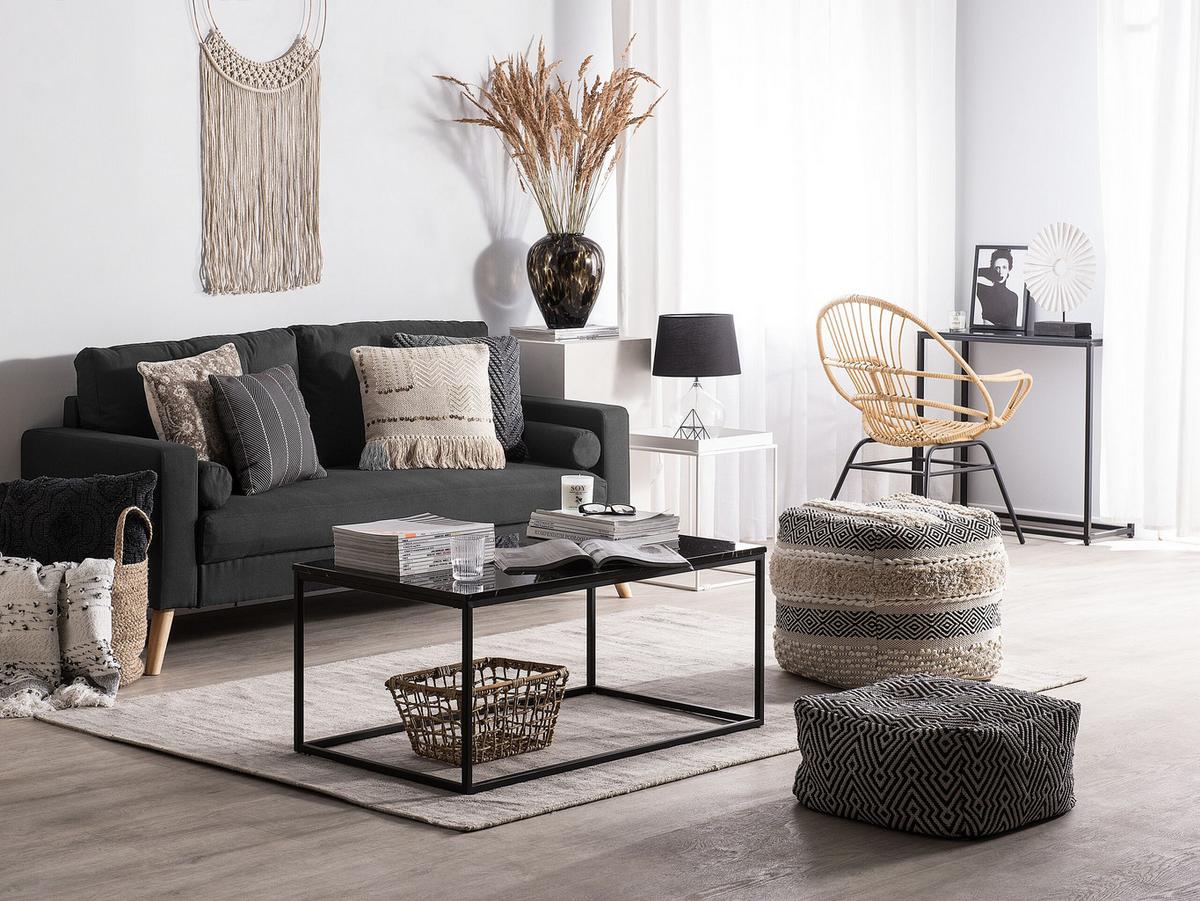2-SITZER-SOFA Polsterbezug Schwarz Kalmar - Schwarz, Textil (182/88/74cm) - Beliani