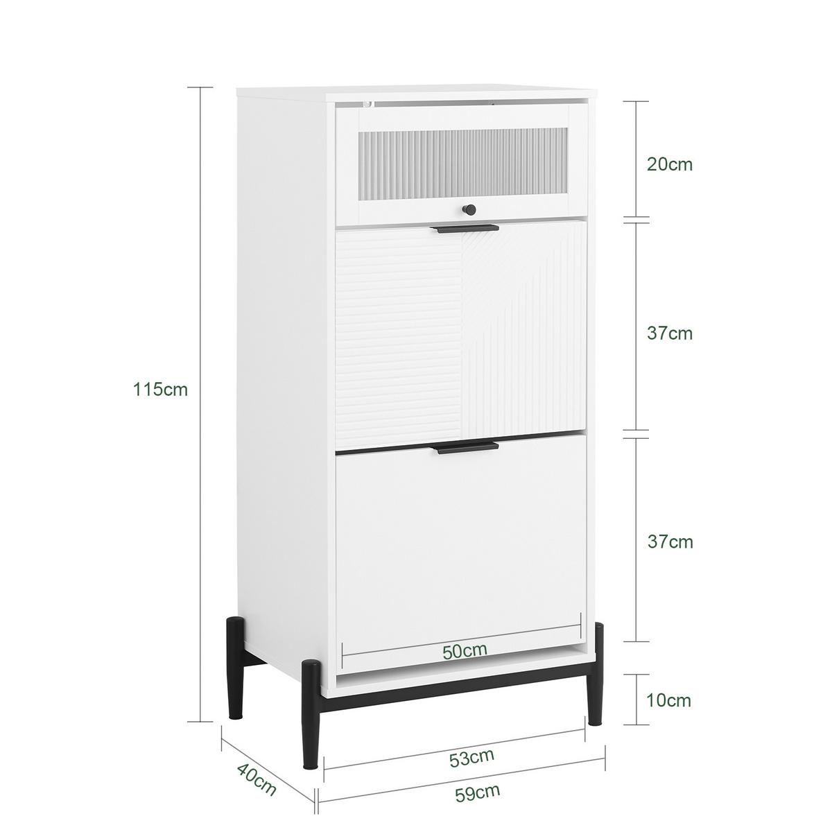 SCHUHSCHRANK Weiß - Weiß, Glas/Holzwerkstoff (59/115/40cm) - SoBuy