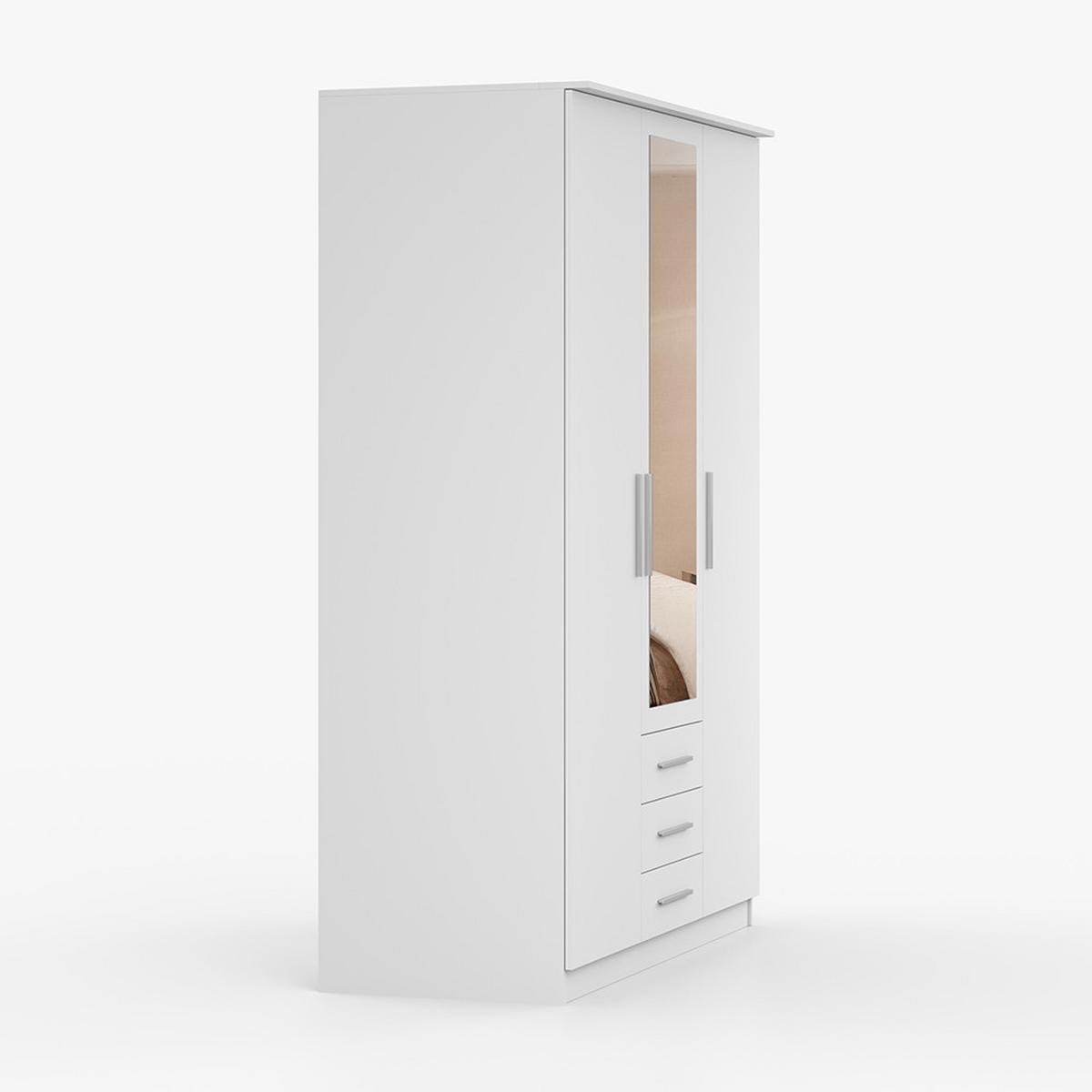 DREHTÜRENSCHRANK 150/207/57/61cm Szantal 3D Weiß/Weiß - Alufarben/Weiß, Holzwerkstoff/Kunststoff (151/210/59cm) - imoebel24