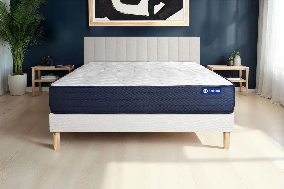 BETT Actilatex life Latex und Memory-Schaum 80 x 200 cm h4 - Kit Bettgestell Weiß - Beige/Weiß, Karton/Holz (80/200cm) - ACTISOM