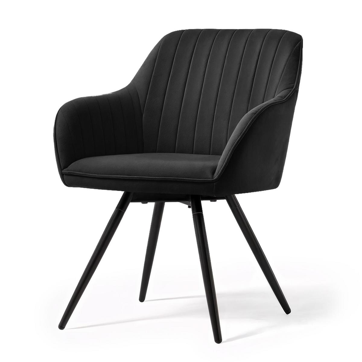 DREHSTUHL 4er-SET Schwarz 55/83/58 - Schwarz, Textil (55/83/58cm) - RAUMHIRSCH FURNITURE