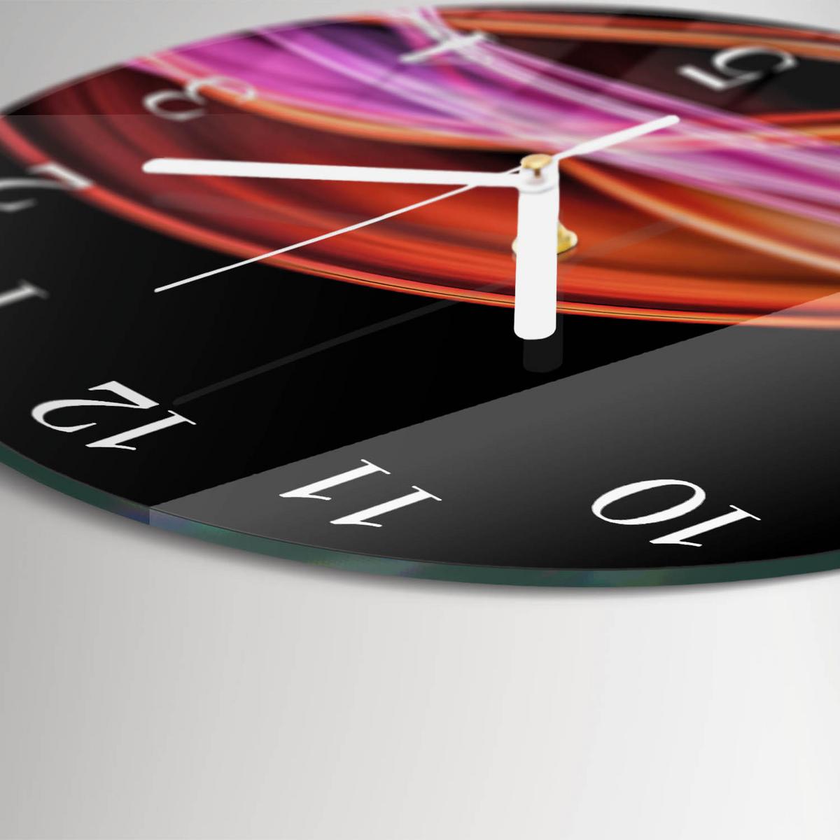 WANDUHR aus Glas Ø30 cm - Abstrakte Kunst - Lila, Glas (30/30/0.4cm) - TULUP