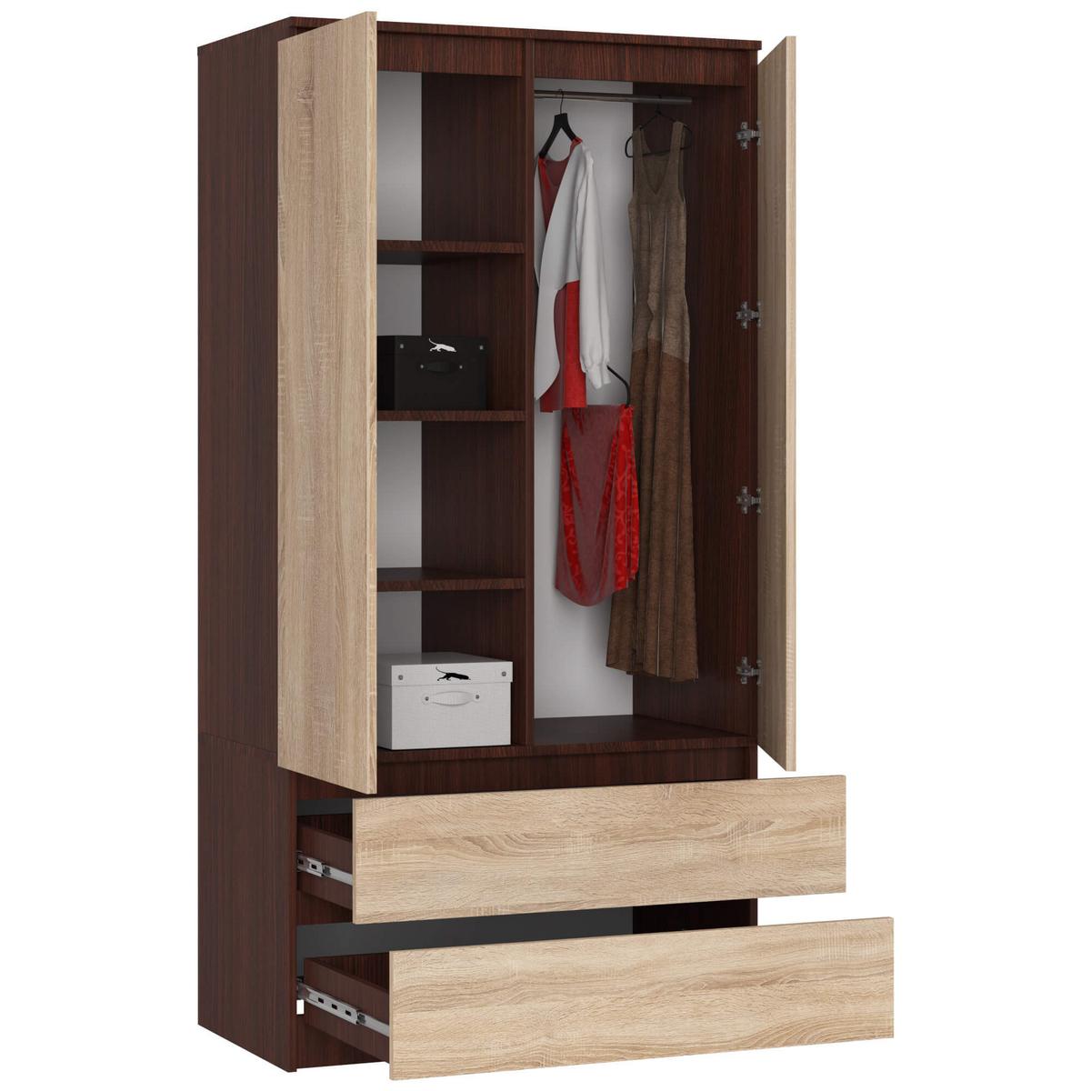 KLEIDERSCHRANK Dunkelbraun, Eiche Sonoma 180/90/51 - Dunkelbraun, Holzwerkstoff (90/180/51cm) - RAUMHIRSCH FURNITURE
