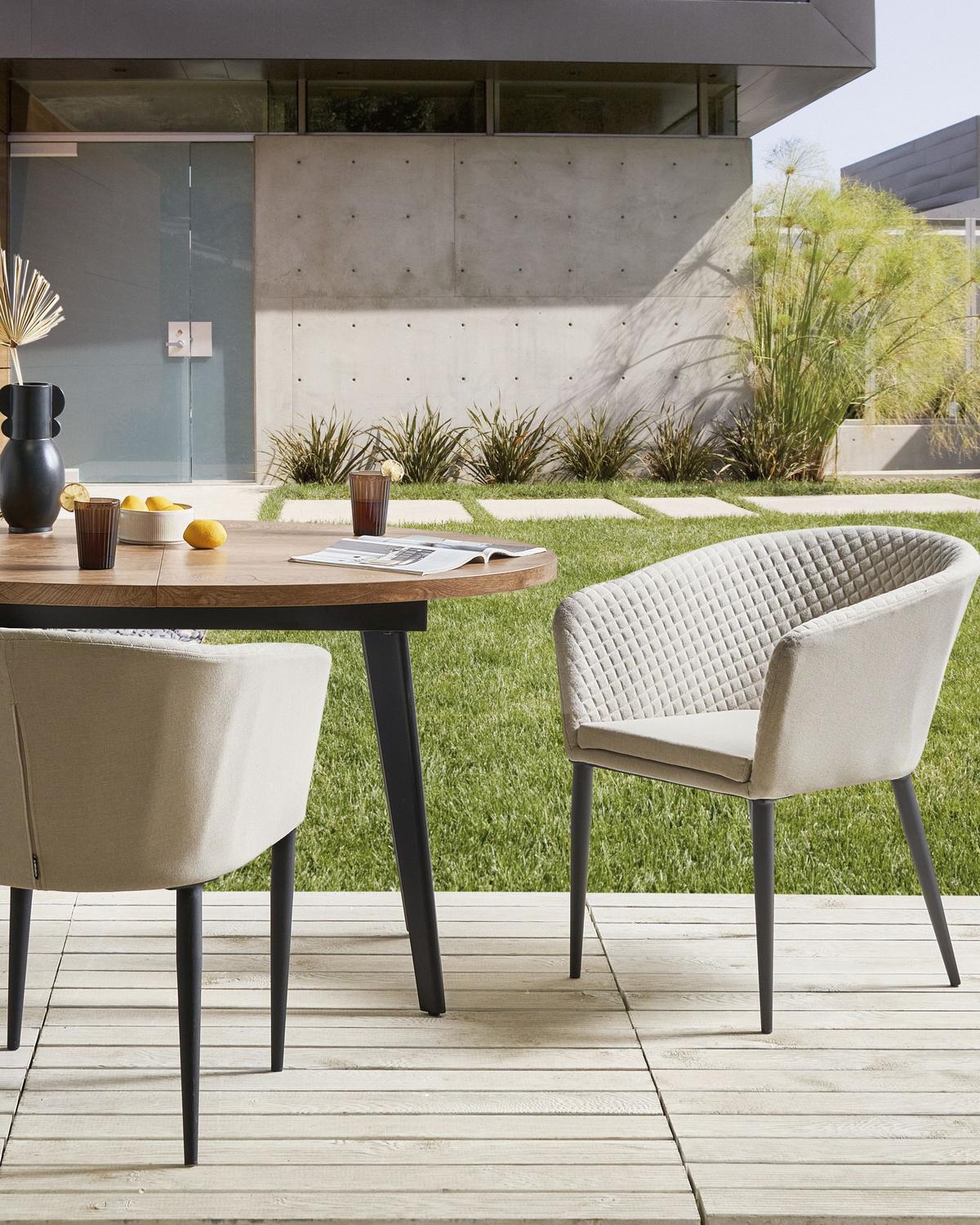 GARTENSTUHL 2er-Set Beige Curgos - Beige/Schwarz, Textil (47/80/52cm) - Beliani
