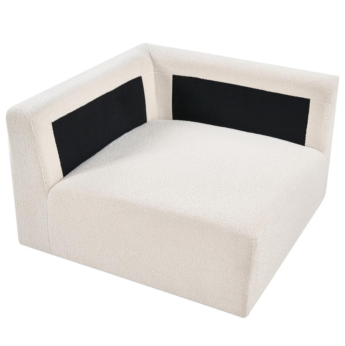 ECKMODUL Bouclé Cremeweiß Kivvik - Creme, Textil (97/80/97cm) - Beliani