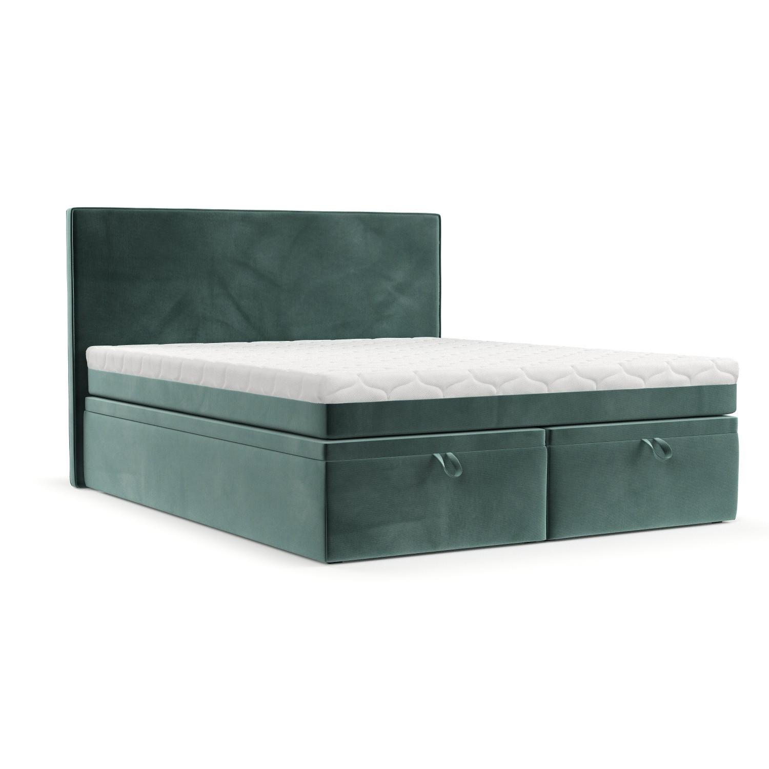 BOXBETT Zalla 160/200 cm Türkis im Kronos Stoff - Türkis/Schwarz, Holz/Holzwerkstoff (160/200cm) - AltaBeds