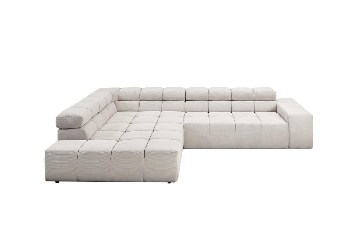 ECKSOFA MIT MOTORISCHEM SITZVORZUG NEVADA Silber Cord Relaxfunktion - Silberfarben/Schwarz, Kunststoff/Textil (319/215cm) - KAWOLA