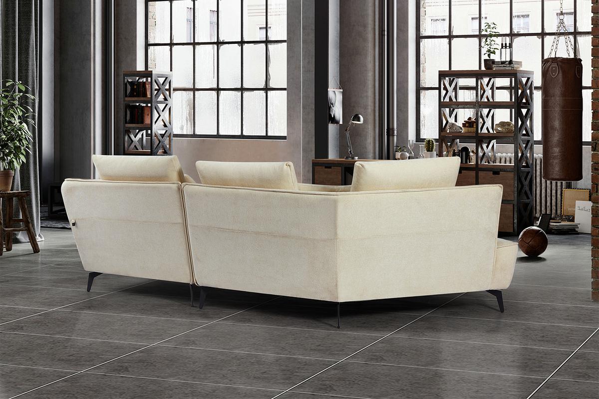 DESIGNSOFA GARBO Cremeweiß Webstoff - Creme/Schwarz, Textil/Metall (280/92/158cm) - KAWOLA