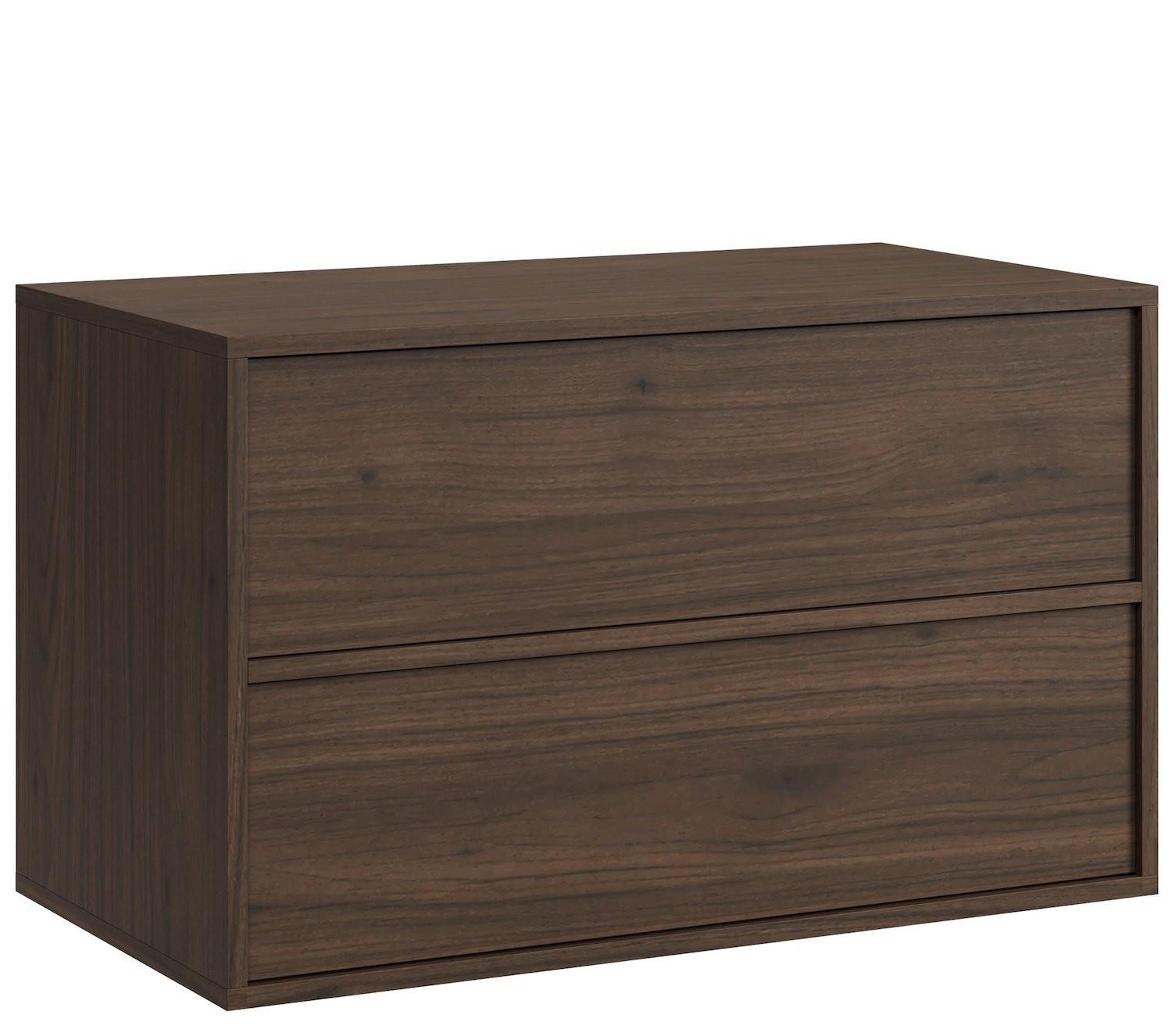 WASCHBECKENUNTERSCHRANK Mali 2 Schubladen Walnuss Braun - 80 x 46 x 49 cm - Eichefarben/Walnussfarben, Holz (80/49/46cm) - Badplaats