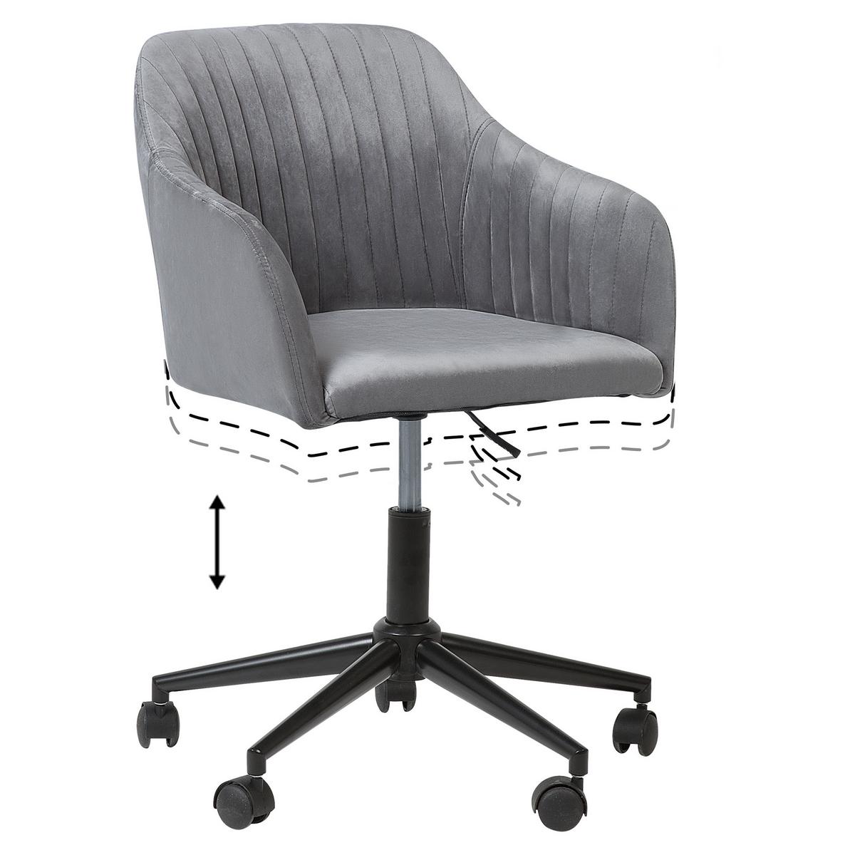 BÜRODREHSTUHL Polyester Grau Venice - Schwarz/Grau, Kunststoff/Textil (45/79/64cm) - Beliani