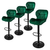 BARHOCKER 4er Set Grün aus Samt höhenverstellbar/drehbar - Schwarz/Grün, Textil/Metall (41/110/47cm) - ML-DESIGN